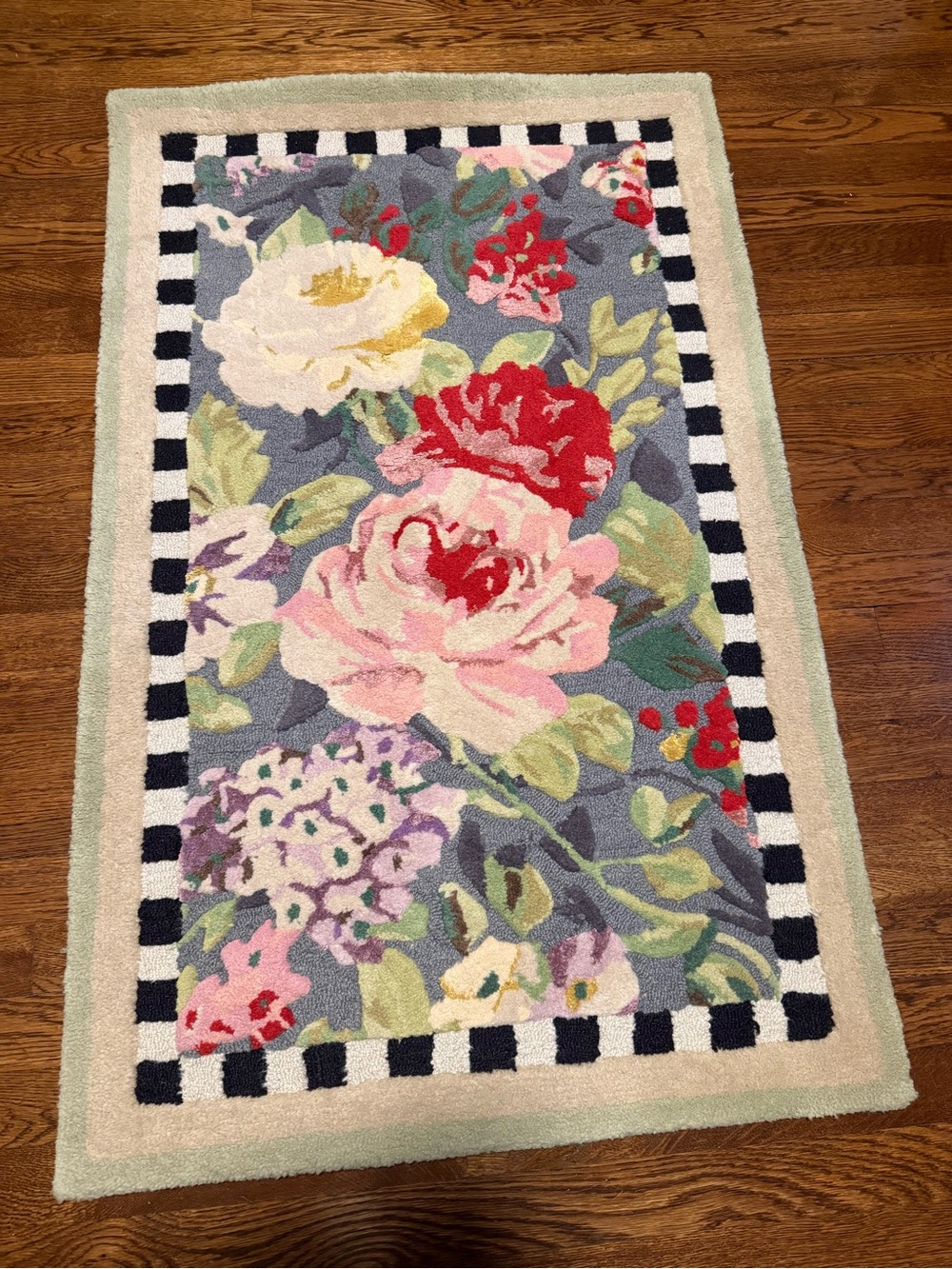 Mackenzie Childs Wool Tudor Rose Retired Discontinued 2’3”x3’9” Area Rug